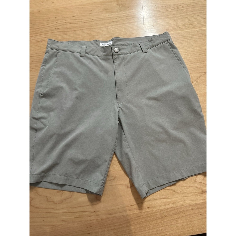 Peter Millar Mens Gray Golf Shorts 36 Performance Stretch Flat Front Casual